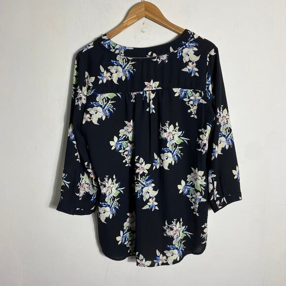 41 Hawthorn Black Floral Blouse SZ L‎ Office Workwear Business Casual Travel - Picture 7 of 11